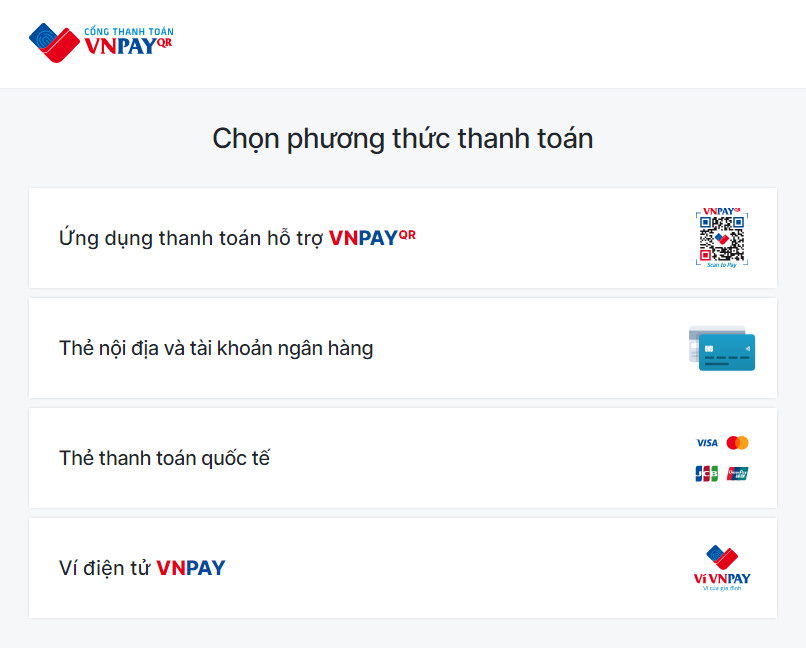 VNPAY Payment Methods
