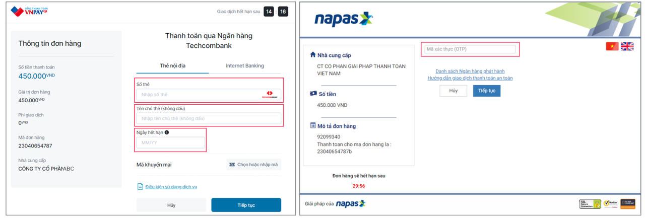 Domestic Cards Payment Steps